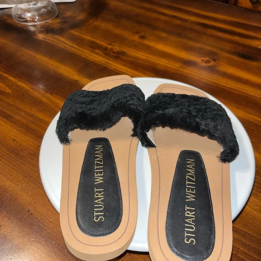 Stuart Weitzman Cammy Faux Fur Slides - Picture 2 of 4